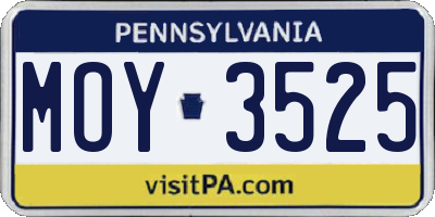 PA license plate MOY3525