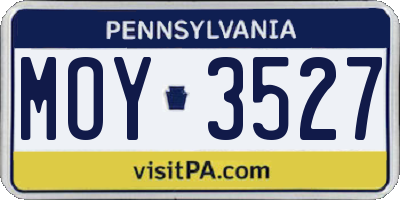 PA license plate MOY3527