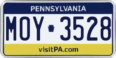 PA license plate MOY3528