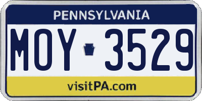 PA license plate MOY3529