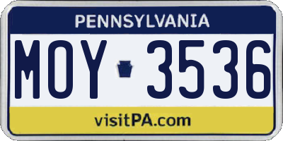 PA license plate MOY3536