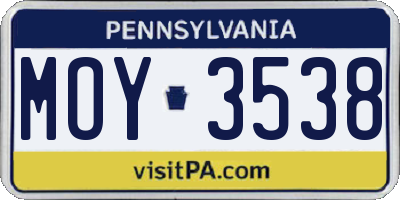 PA license plate MOY3538
