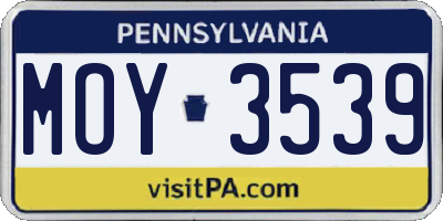 PA license plate MOY3539