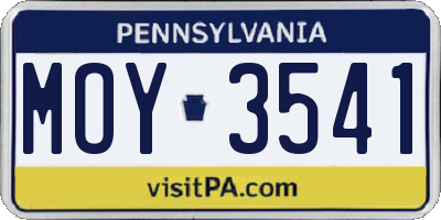 PA license plate MOY3541