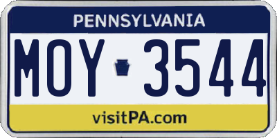 PA license plate MOY3544