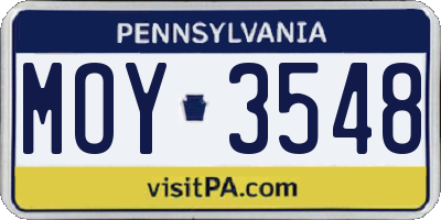 PA license plate MOY3548