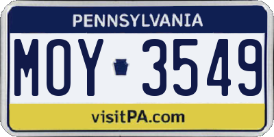PA license plate MOY3549