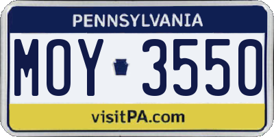 PA license plate MOY3550