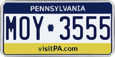 PA license plate MOY3555