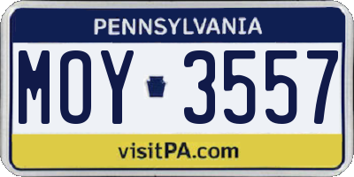 PA license plate MOY3557