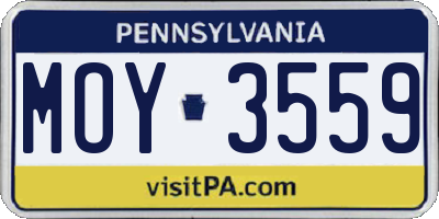 PA license plate MOY3559