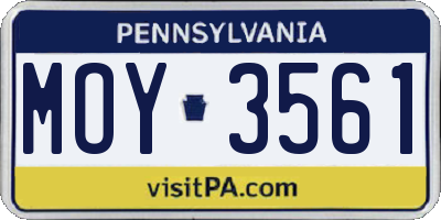 PA license plate MOY3561