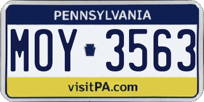 PA license plate MOY3563