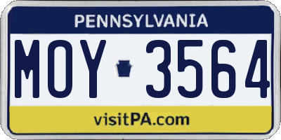 PA license plate MOY3564