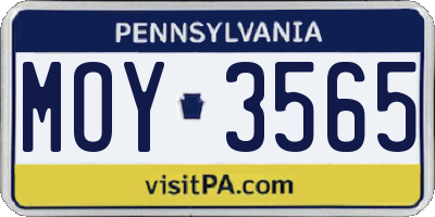 PA license plate MOY3565