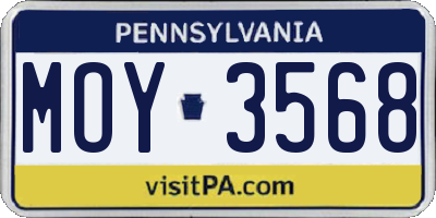 PA license plate MOY3568