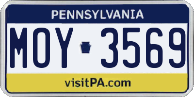 PA license plate MOY3569