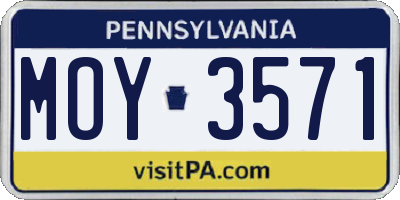 PA license plate MOY3571