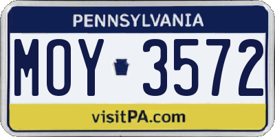 PA license plate MOY3572