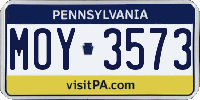 PA license plate MOY3573