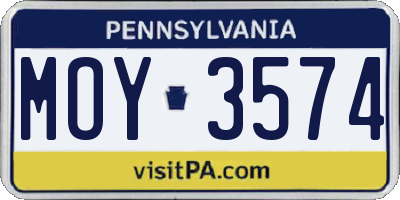 PA license plate MOY3574