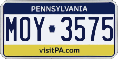 PA license plate MOY3575