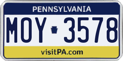 PA license plate MOY3578