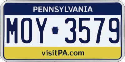 PA license plate MOY3579