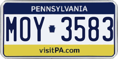 PA license plate MOY3583