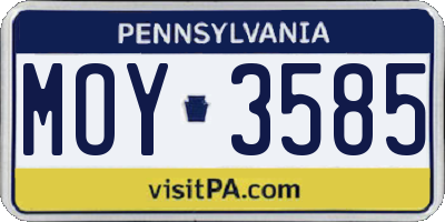 PA license plate MOY3585