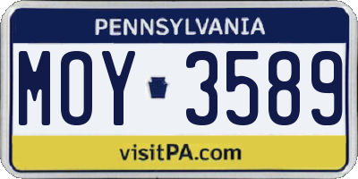 PA license plate MOY3589