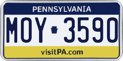 PA license plate MOY3590