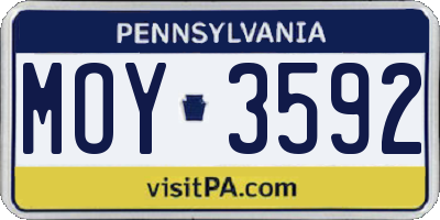 PA license plate MOY3592