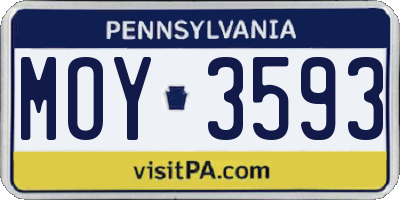 PA license plate MOY3593