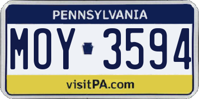 PA license plate MOY3594