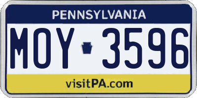 PA license plate MOY3596