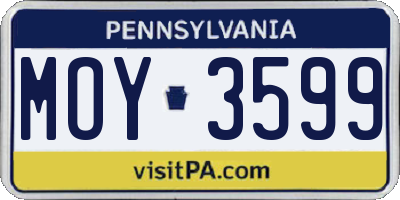 PA license plate MOY3599
