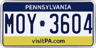 PA license plate MOY3604
