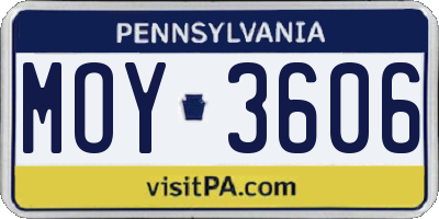 PA license plate MOY3606