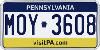 PA license plate MOY3608