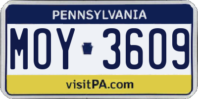 PA license plate MOY3609
