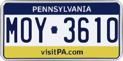 PA license plate MOY3610