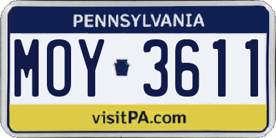 PA license plate MOY3611