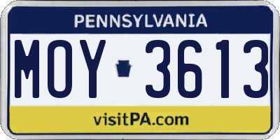 PA license plate MOY3613