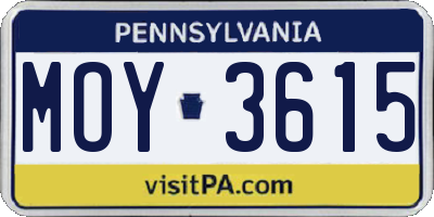 PA license plate MOY3615