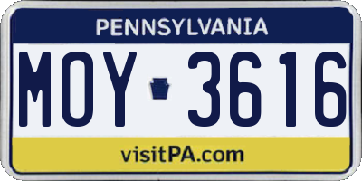PA license plate MOY3616
