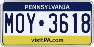 PA license plate MOY3618