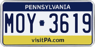 PA license plate MOY3619