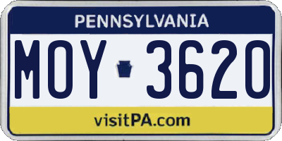 PA license plate MOY3620