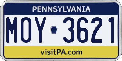 PA license plate MOY3621